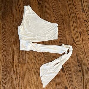 Dressy white one-shoulder top size Small